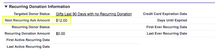Salesforce Nonprofit Success Pack Next Recurring Donation Amount - Recurring Donation Information