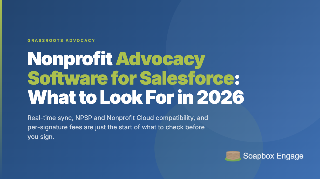 A nonprofit team reviewing advocacy campaign data synced to Salesforce Contact and Campaign records